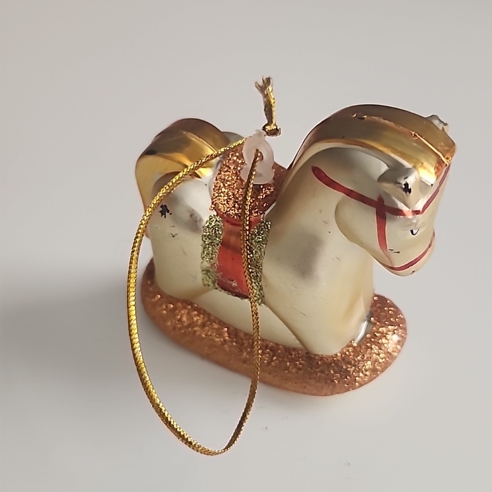 Vintage Christmas Mini Ornament Set Santa Angel Sleigh Rocking Horse Retro Decor - Picture 5 of 12